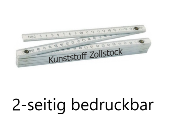 Zollstock Kunststoff weiß 2m, 2-seitig bedruckt 
