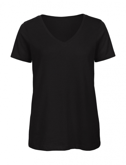 V-Neck T-Shirt Frauen schwarz | L