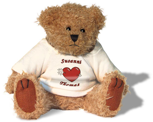 Teddy mit Herz Teddybär Bär Plüschbär individuell auch mit Wunschmotiv Druck 